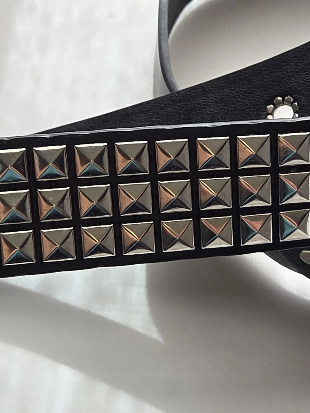 Black Studded Leather Belt with Silver Pyramid Studs